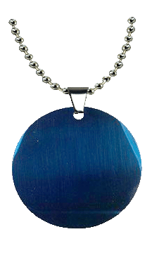 Blue Stainless Steel Round Tag 1.5"